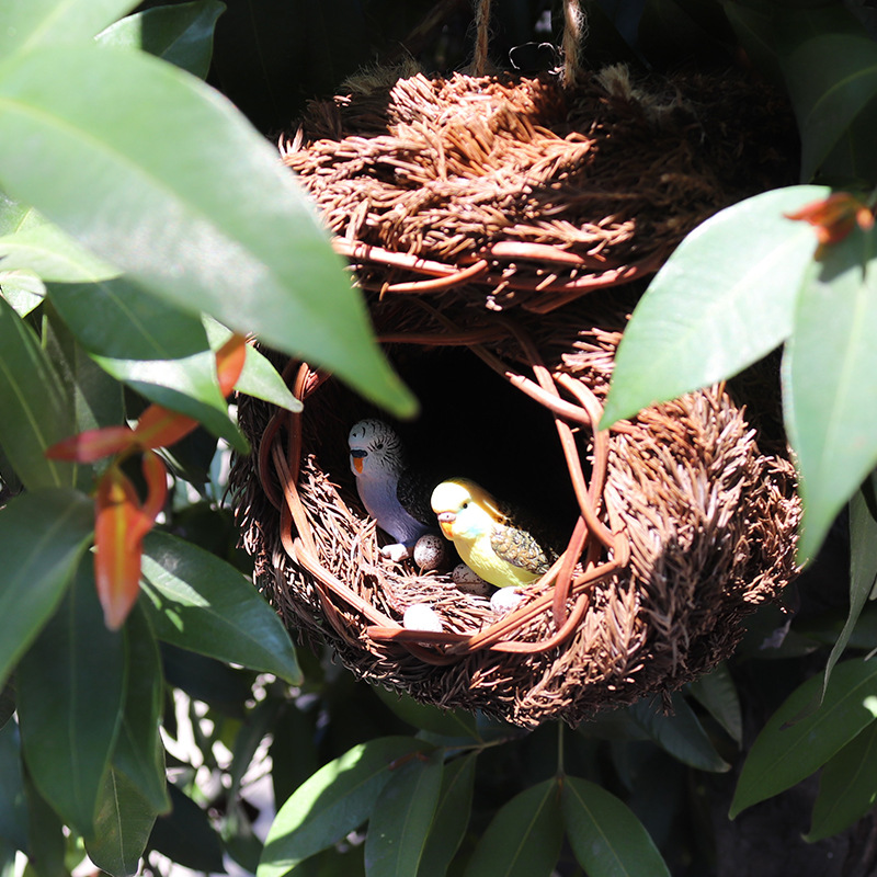仿真鸟窝鸟巢小鸟用品鸟笼手工藤编户外田园花园庭院装饰品挂件