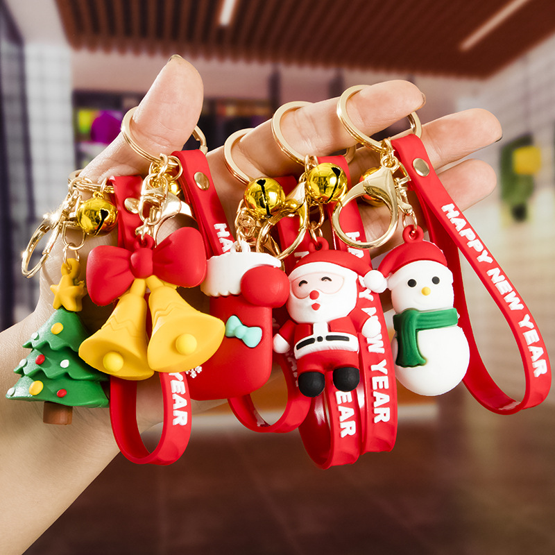 santa claus keychain cute creative christmas christmas tree bell small gift activity keychain pendant wholesale