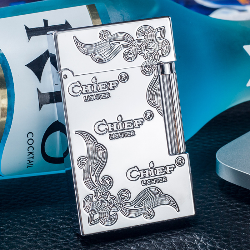 首领cf036朗声充气打火机清脆钢音纯铜富贵花收藏商务礼品打火机