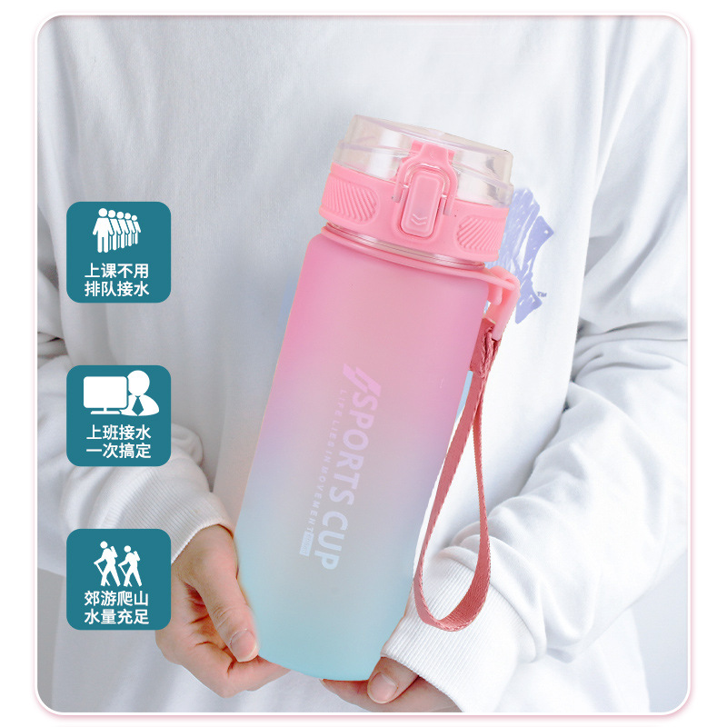 2024 New Gradient Color Large Capacity Portable Plastic Water Cup Creative Student Direct Drink Cup Men and Women Sports Cup