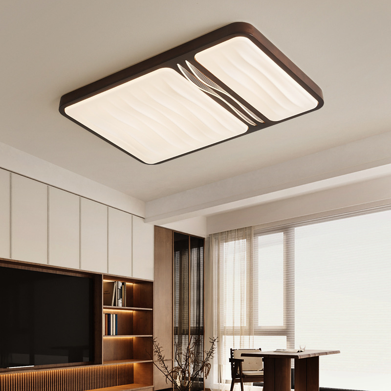 中古侘寂风创意胡桃木色客厅吸顶灯复古大厅主灯全光谱护眼卧室灯