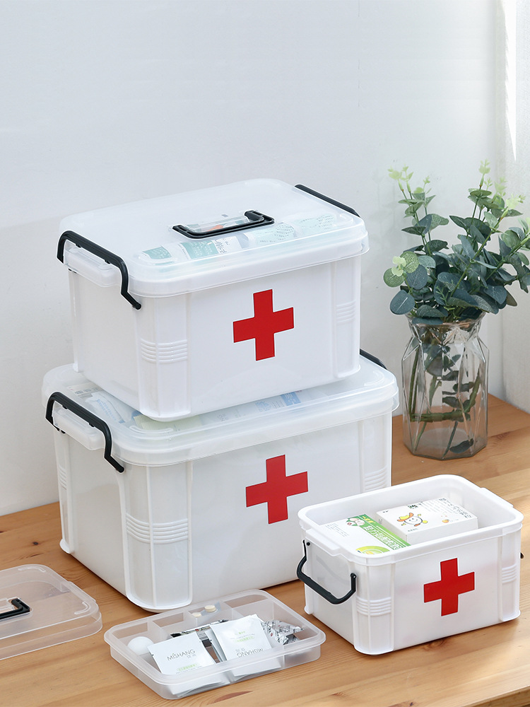多层药箱家庭装药品收纳盒小医药箱家用大容量医用医疗大号急救箱
