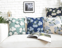 美式绣球花卉棉麻抱枕植物布艺抱枕植物布艺装饰客厅沙发抱枕