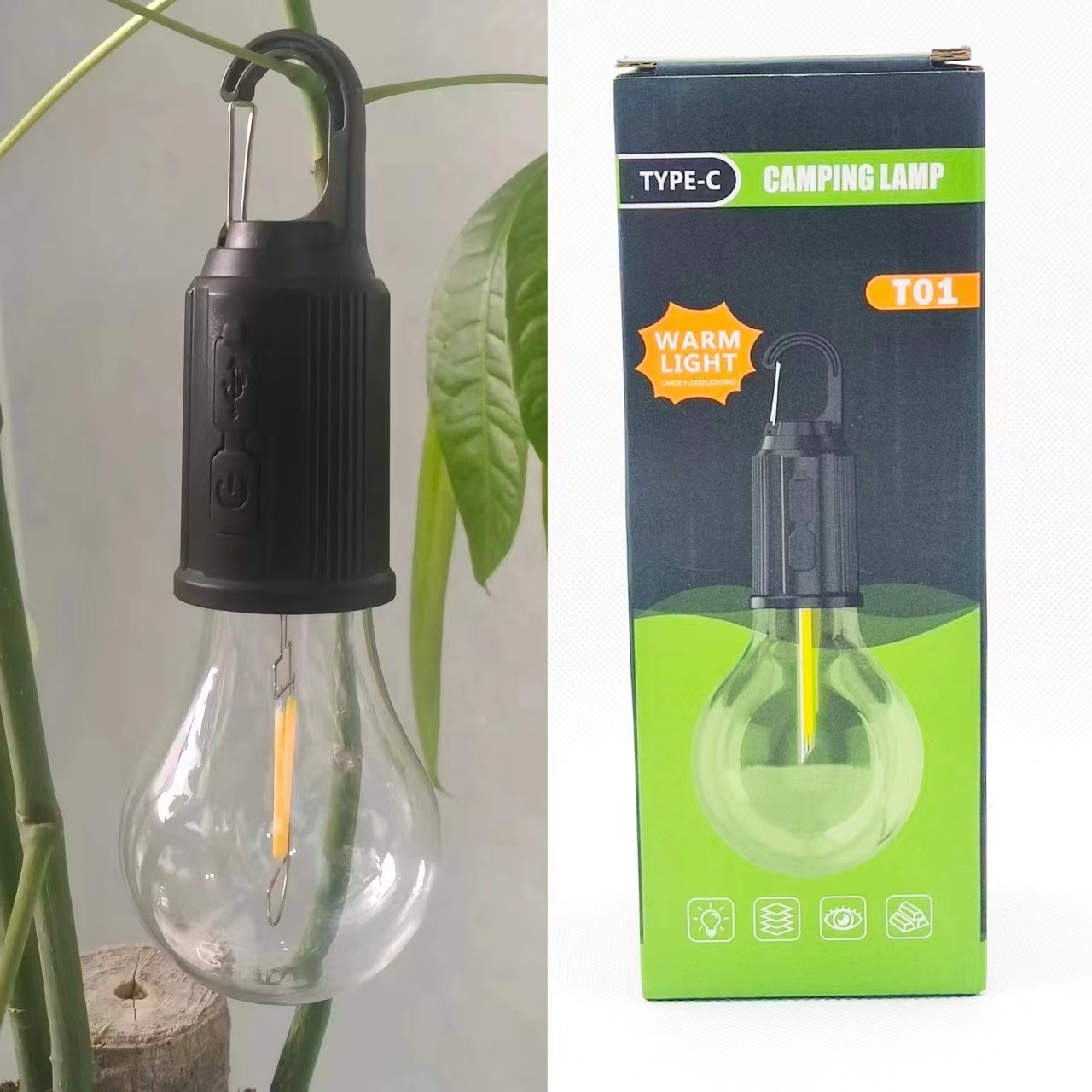 Cross-Border Multifunctional Tungsten Filament Bulb Outdoor Camping Tent Light Ambience Light USB Charging Retro LED Bulb