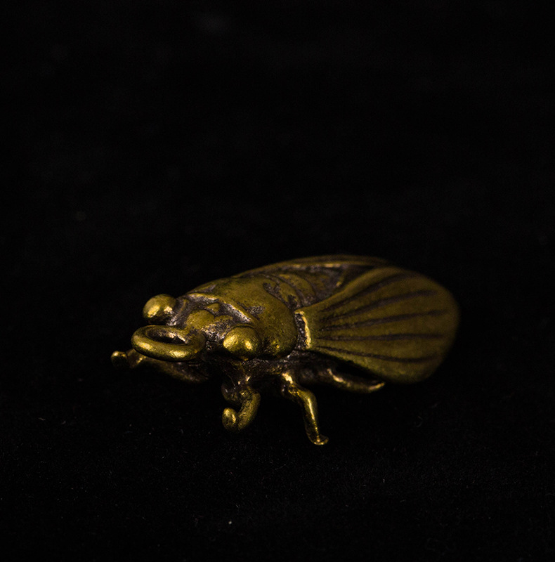 黄铜复古做旧泰国符文知了钥匙扣挂件挂坠纯铜小吊坠一鸣惊人