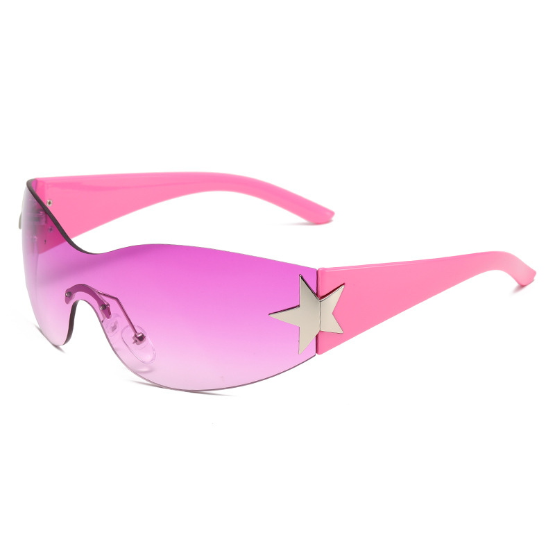 2024 New Fashion Trend Rimless Sunglasses Personality Ins Siamese Sunglasses Too Glasses Wholesale 8776