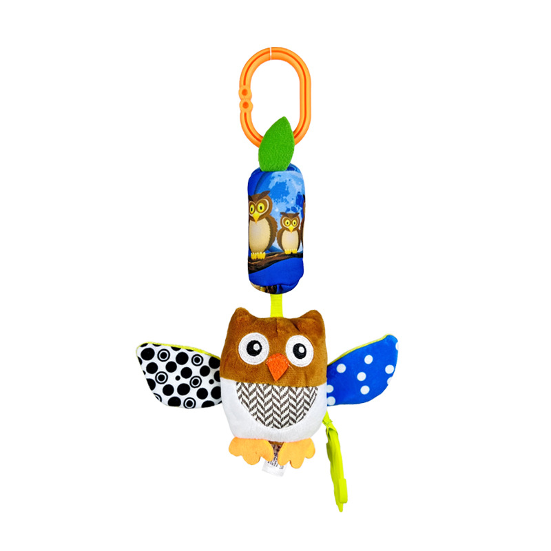 Baby Wind Chimes Teether Crib Hanging Rattle Toy Cartoon Teether Pendant Zipper Bag Packaging Baby Products