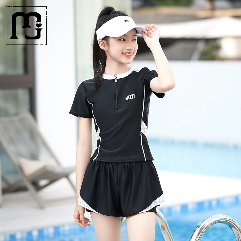 悦莹初中高中女生泳衣2024新款保守女童大童少女游泳馆专业训练游