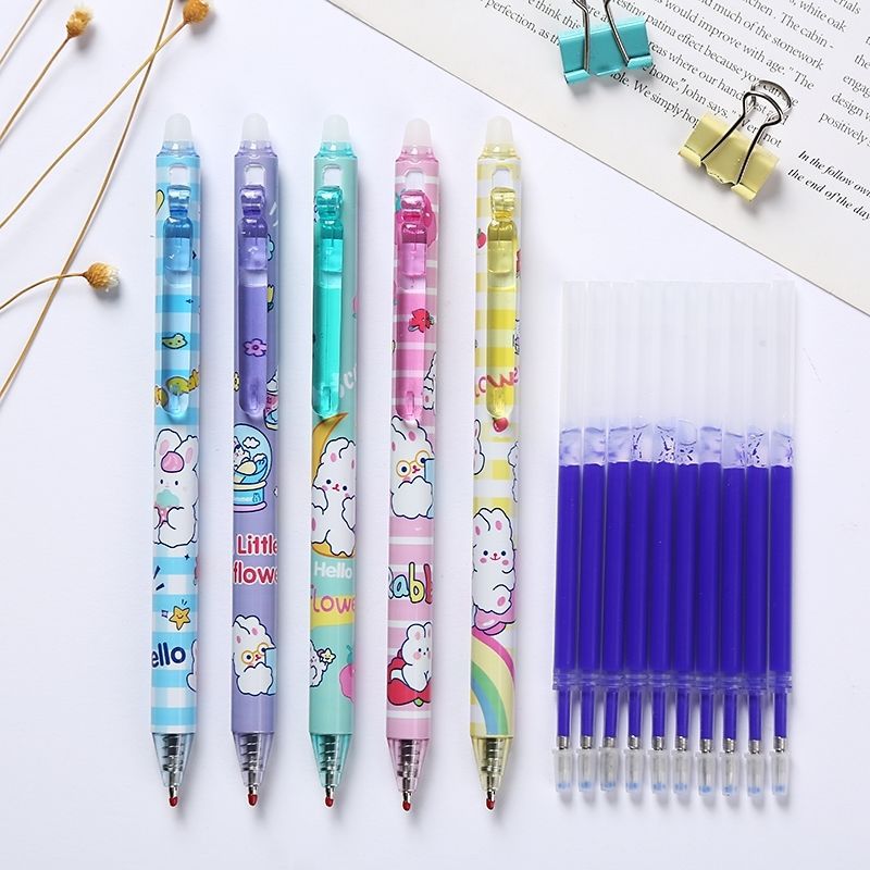 push erasable pen gel pen primary school student special hot erasable black pen mo easy to wipe crystal blue black 0.5m