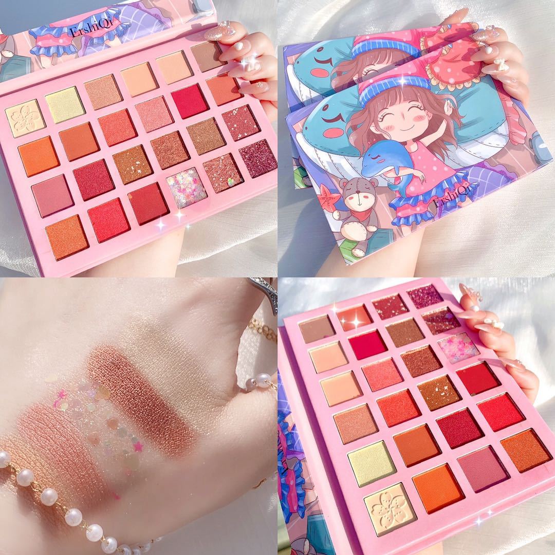 Ershiqi Ponyo Zongjie Girl 24 Colors Eye Shadow Plate Peach Color Spring and Summer Pearl Multi-Color Eye Shadow Matte