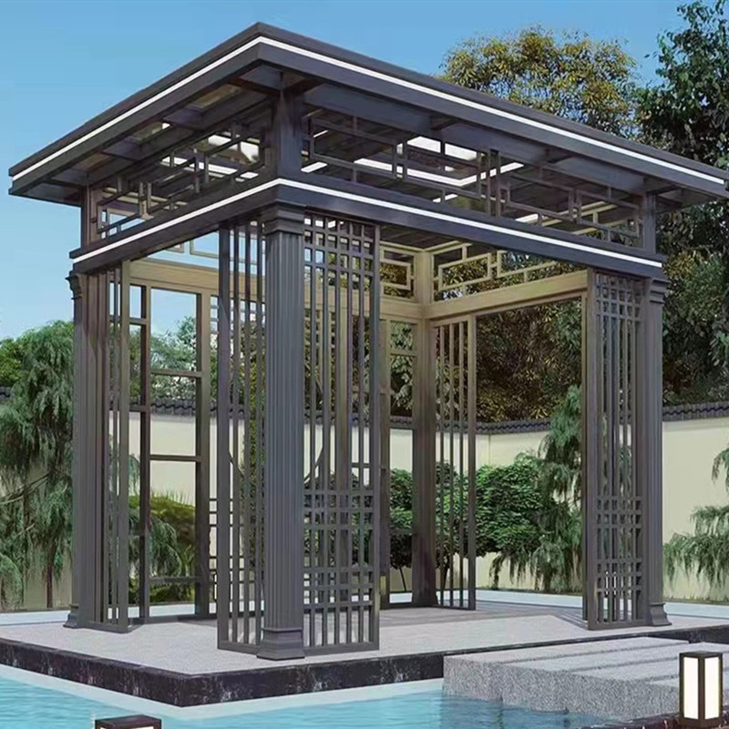 凉亭户外庭院电动百叶翻转遮雨棚铝合金室外中式别墅花园遮阳亭子
