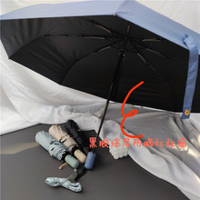 R9DC暖系配色磨砂手柄全自动折叠太阳伞小清新黑胶高防晒晴雨伞女
