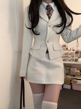 韩剧穿搭学院风套装裙女秋冬2023新款感西装外套包臀裙两件套