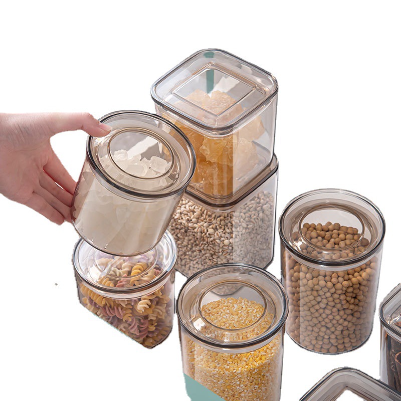 Sealed Cans Transparent Plastic Household Kitchen Spice Food Grade Nut Tea Storage Jar Cereals Storage Box