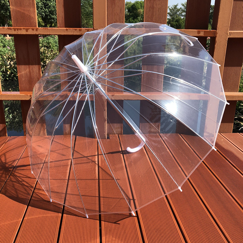 16骨男女复古透明雨伞长柄透明伞自动成人雨伞简约外贸-阿里巴巴