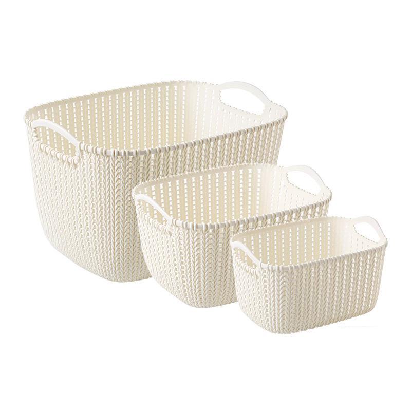 Rattan-like Storage Basket Plastic Desktop Storage Basket Hollow Kitchen Basket Sundries Storage Box Bathroom Bath Basket