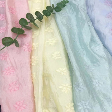 剪花透底欧根纱面料国风连衣裙服装上衣童装韩版短裙衣裤女装布料