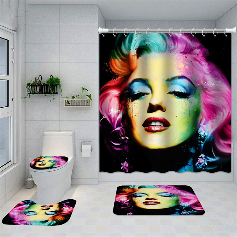 Come * Picture * Set * Marilyn Monroe AliExpress Amazon Cross-Border Hot Sale Creative 3D Digital Printing Shower Curtain