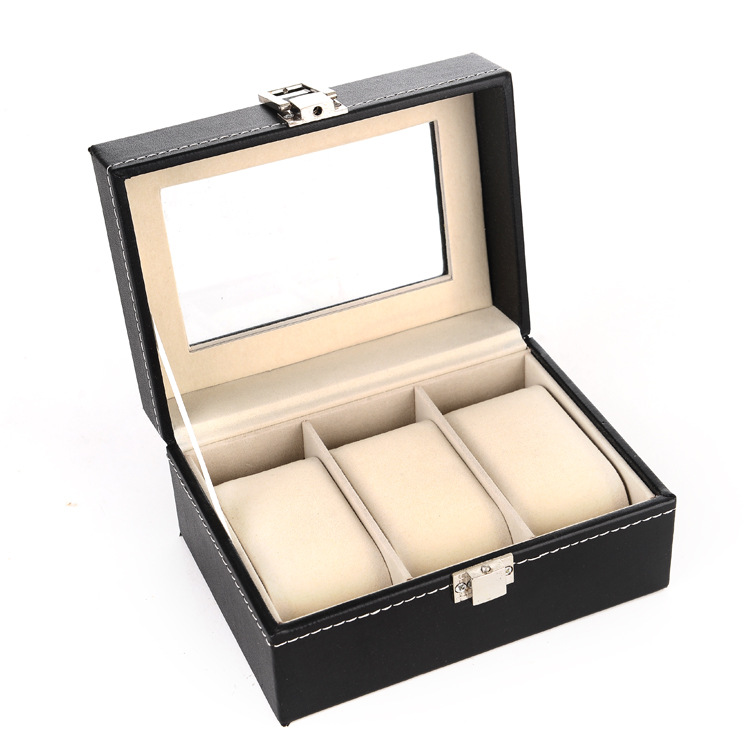 Cross-Border PU Leather Watch Storage Box 6-Bit 12-Bit Large Capacity Watch Box Transparent Sunroof Watch Box