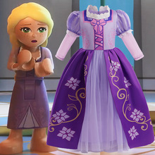外贸新款城堡探险cosplay长发公主礼服裙万圣节女童表演连衣裙