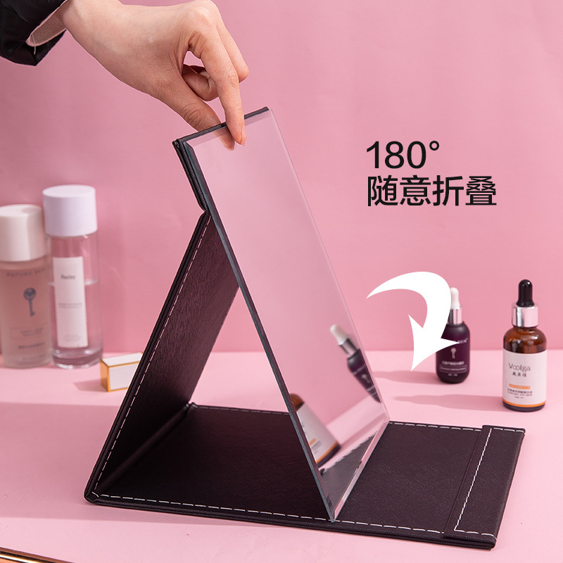 Portable Cosmetic Mirror Folding Table Hd Student Dormitory Princess Mirror Children's Size Desktop Vanity Mirror
