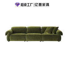 轻奢法式客厅小户型复古墨绿色丝绒八爪鱼沙发设计师直排侘寂风