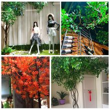 仿真树叶树枝树藤假叶子客厅室内绿植藤蔓假花藤条吊顶植物墙装饰