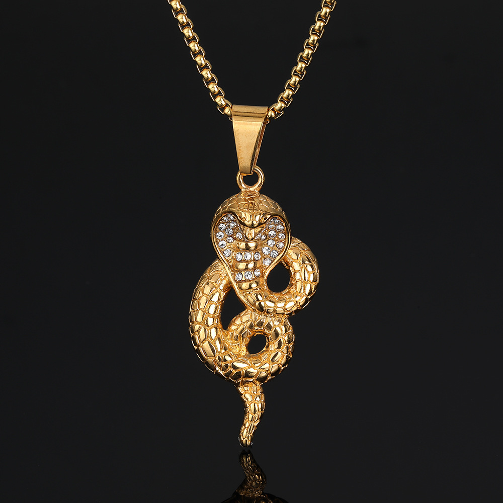 工厂现货批发欧美跨境嘻哈个性眼睛蛇吊坠蛇形饰品吊坠ins项链