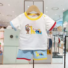 日系童装一件代发男女童夏款儿童纯棉短袖短裤两件套装MR440101