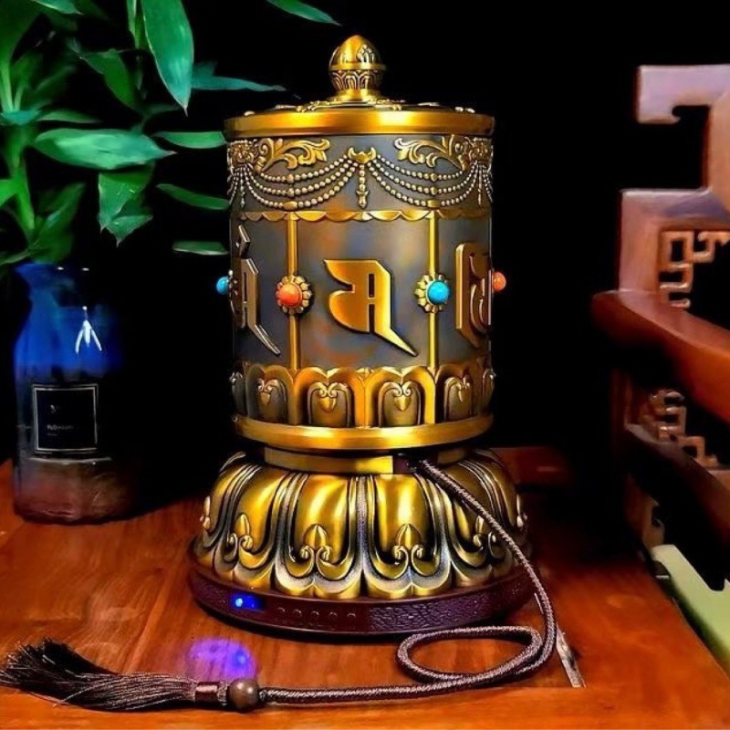 德田电动转经轮插电转经筒文殊地藏观音家用佛堂摆件转金桶高