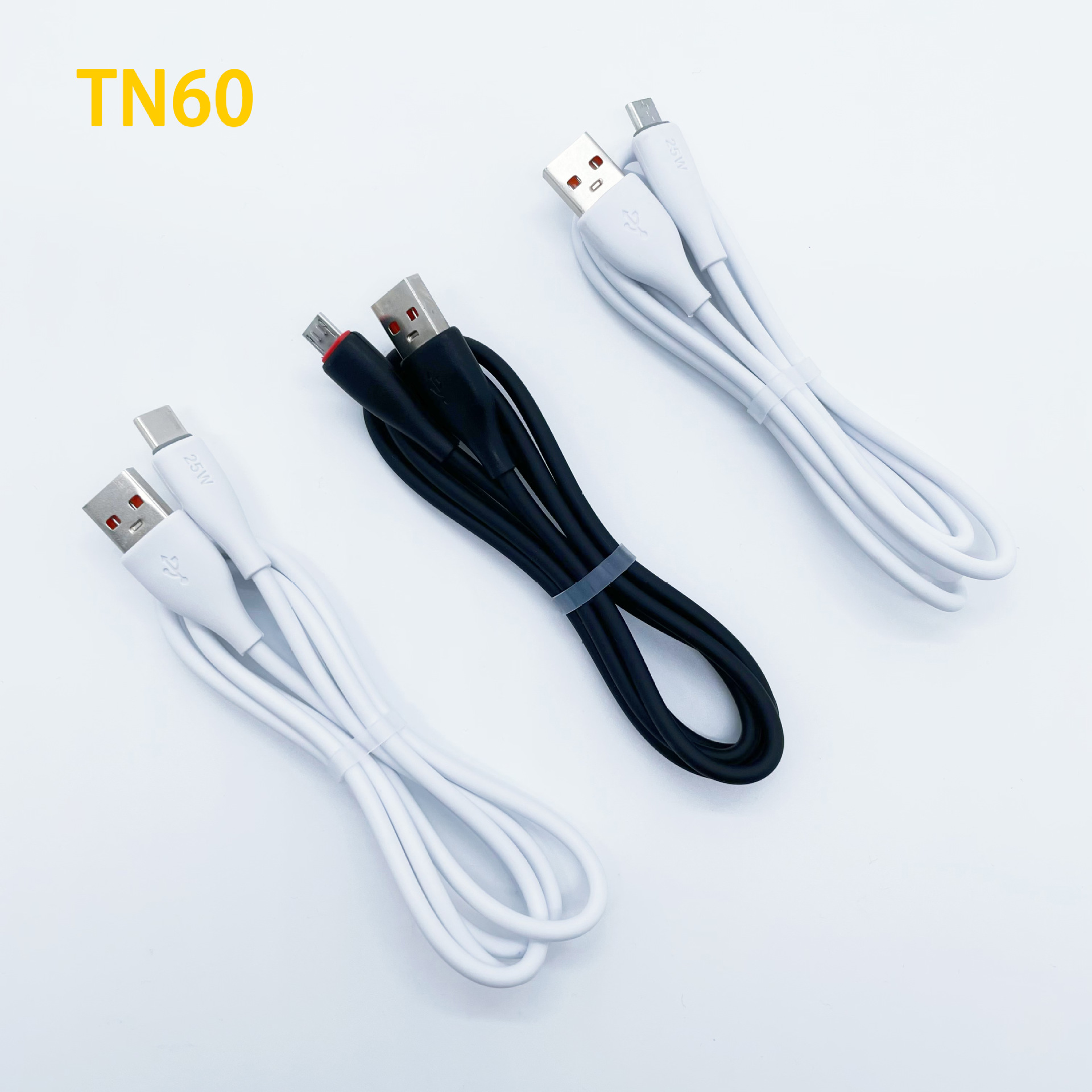 Tn60 New PVC Fast Charge Data Cable Support I5 Android TC Smartphone Qc3.0 Function Delivery Supported