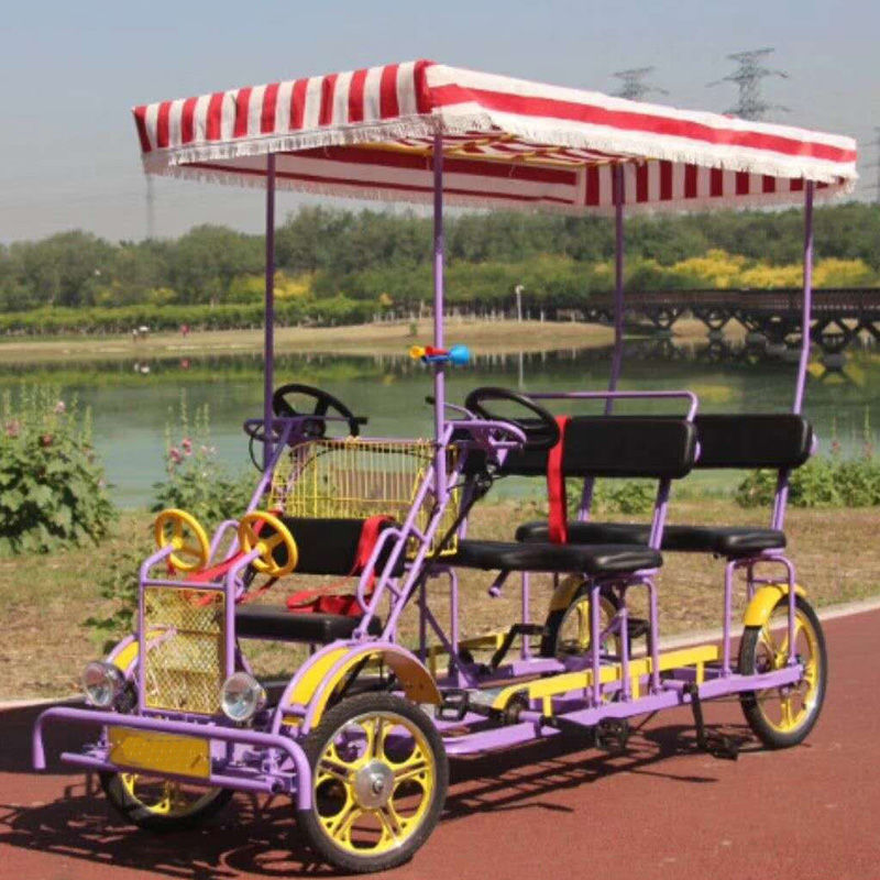 双人自行车情侣观光旅游自行车四轮多人两人骑一体轮自行联排车