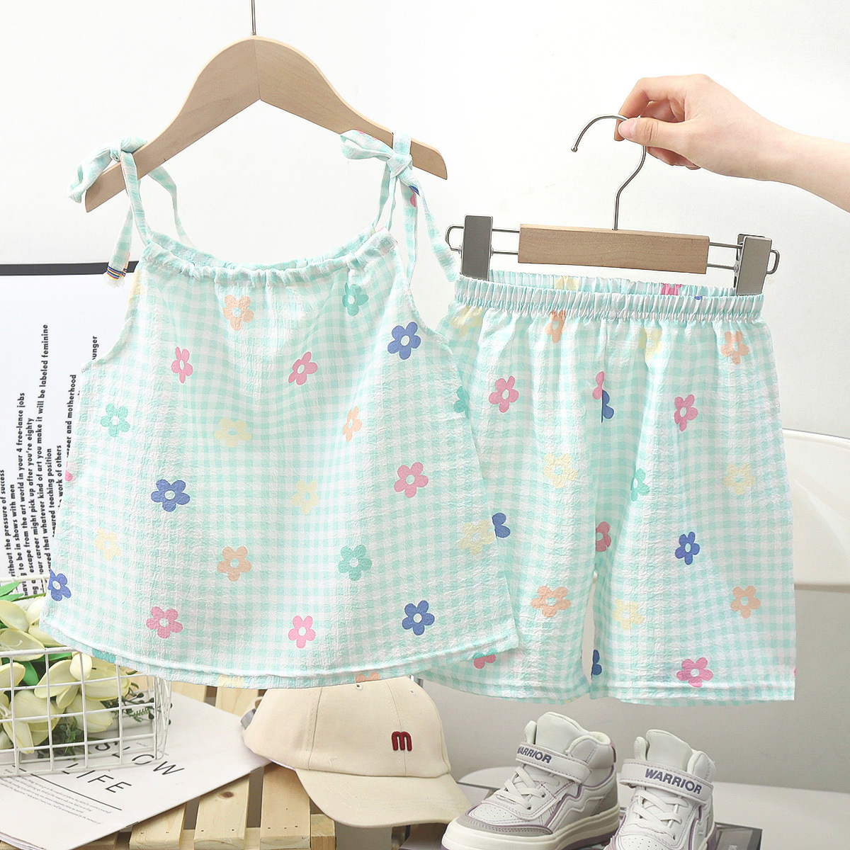 Girls' Children Shirt Suit New Girls' Summer Sling Baby Vest Skirt Korean Style Skirt Floral Children's Clothing Children's Clothing