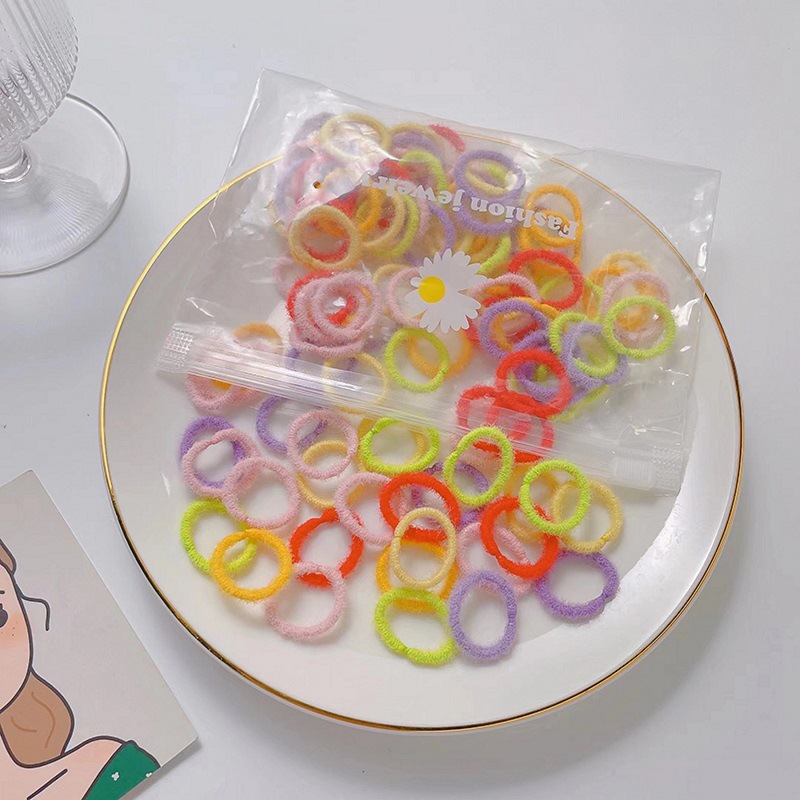 Children's Plush Small Rubber Band Wholesale Small Thumb Ring Bear Hair Ring Head Flower Rubber Ring Hair Ring Seamless Hair Rope