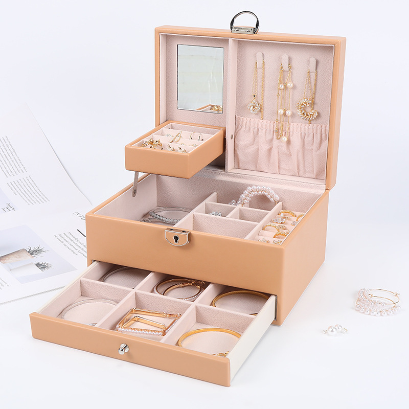 Home Multilayer Jewelry Storage Box Ins Style Earrings Necklace Jewelry Storage Box Large Capacity Jewelry Box