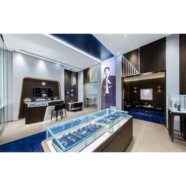 商场手表店展示柜玻璃名表柜台定制入墙钟表柜手表立柜中岛柜带灯