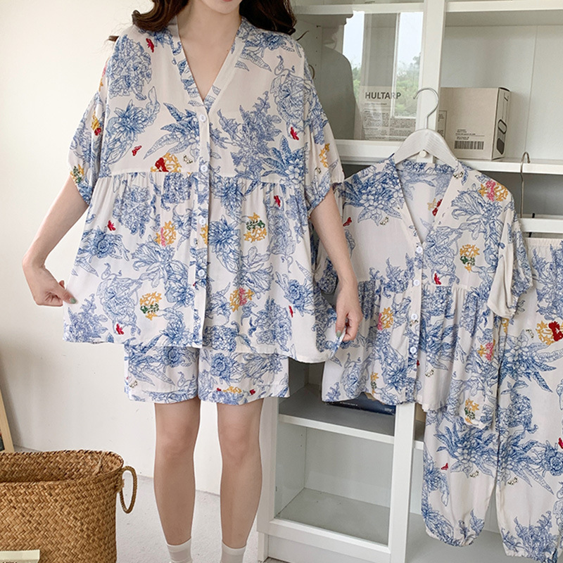 亲子款棉绸睡衣女夏季洋气减龄显瘦两件套儿童防蚊裤短袖绵绸套装