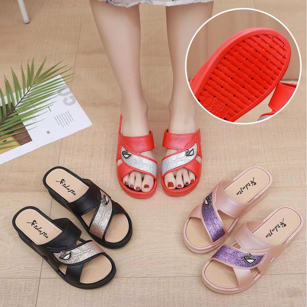 夏季新款简约轻便舒适拖鞋 户外运动室内休闲女士pvc纯色平底拖鞋