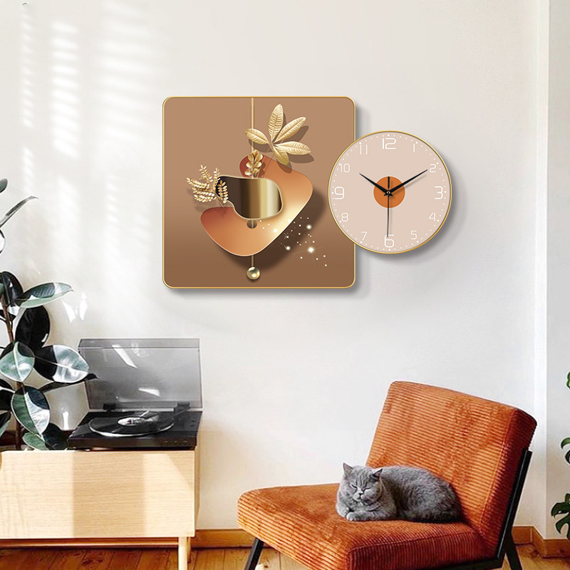 Modern Simple and Light Luxury Household Wall Clock Pattern Clear Font Clock Scan on Time Density Plate Wooden Quartz Clock