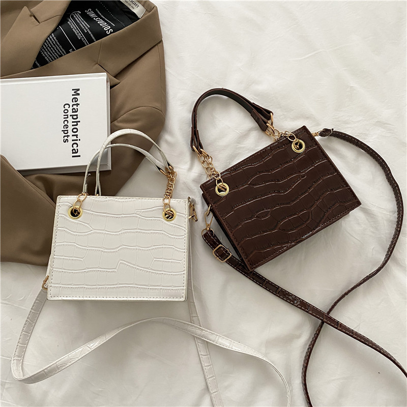 Summer Trend Crocodile Pattern Chain Small Square Bag 2021 New Pouch Women's Bag Textured Korean Style Shoulder Messenger Bag