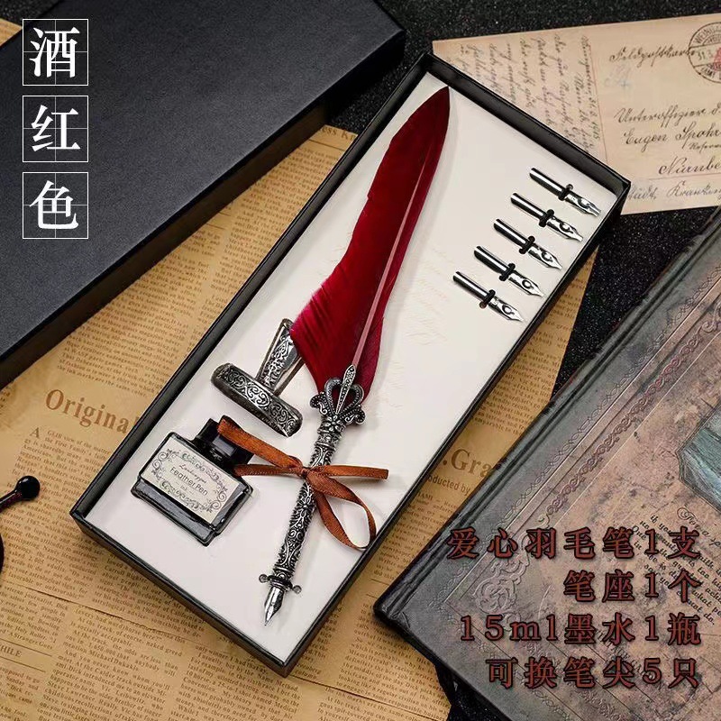 European Retro Feather Pen Set Pen Gift Box Harry Potter Mechanical Punk Sulu Water Pen Factory Wholesale