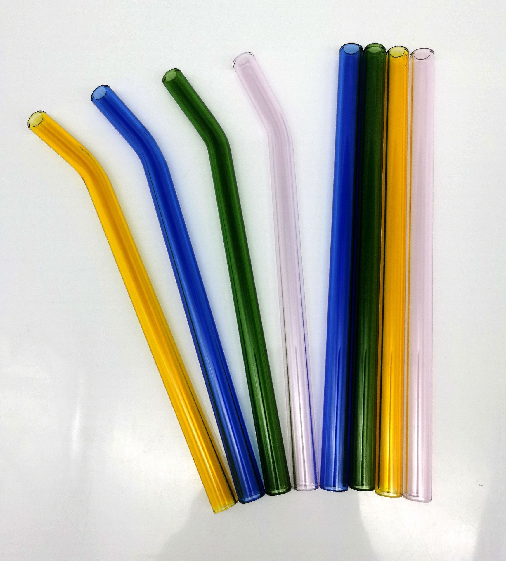 公司4年other品牌相似彩色玻璃吸管扁口直管弯管玻璃吸管高硼硅耐热