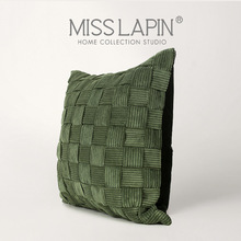 K532澜品现代简约轻奢客厅软装沙发抱枕套样板间靠枕绿色方块编织