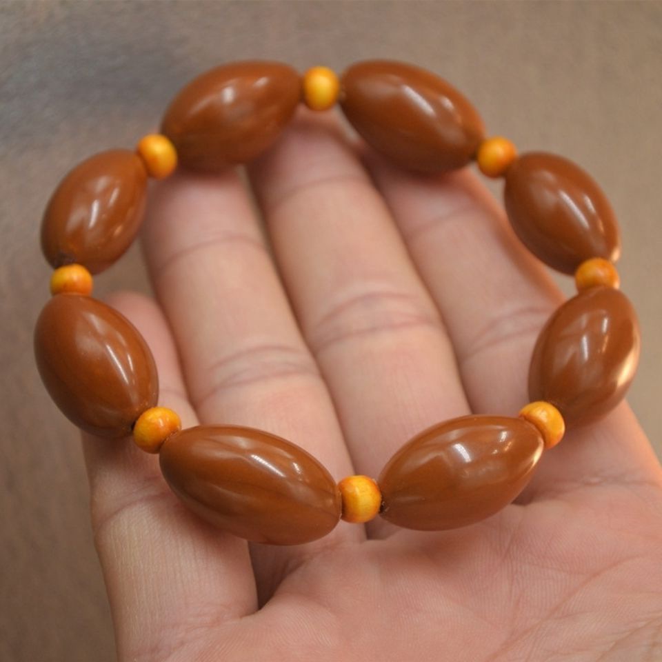 橄榄核手串文玩素珠橄榄核老油核光珠手串核雕原料橄榄胡核男代发