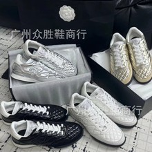 高版本小香风菱格德迅鞋女休闲时尚百搭银色运动阿甘鞋跑步鞋女
