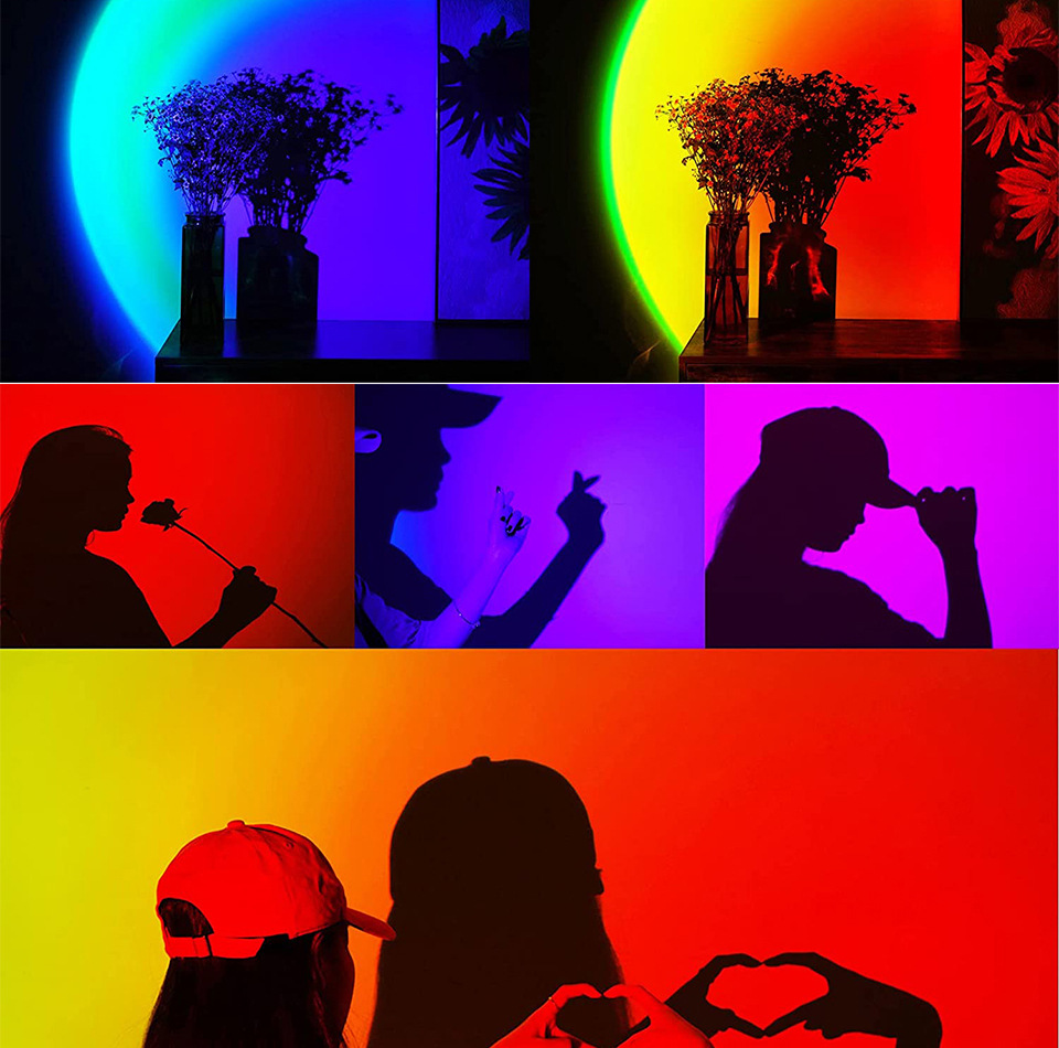 智能遥控夕阳落日灯彩虹投影灯网红直播夕阳灯日不落投影氛围灯