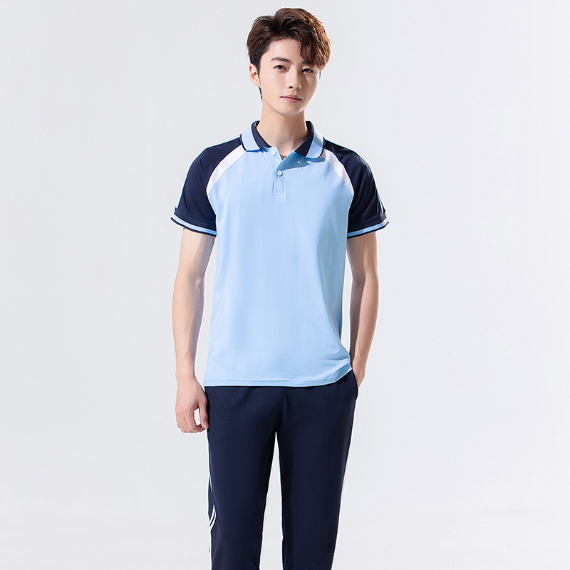 夏季新款纯棉中学生校服套装蓝白高中学生班服学院风校园运动会