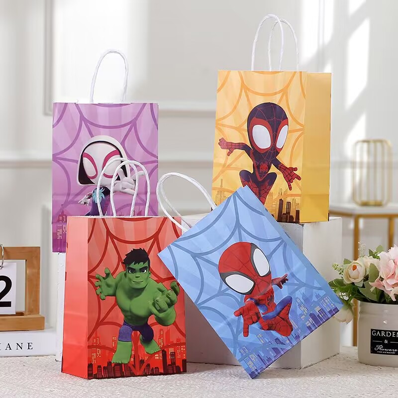 spider-man packaging bag superhero tote bag party gift gift bag kraft paper bag cartoon shopping bag