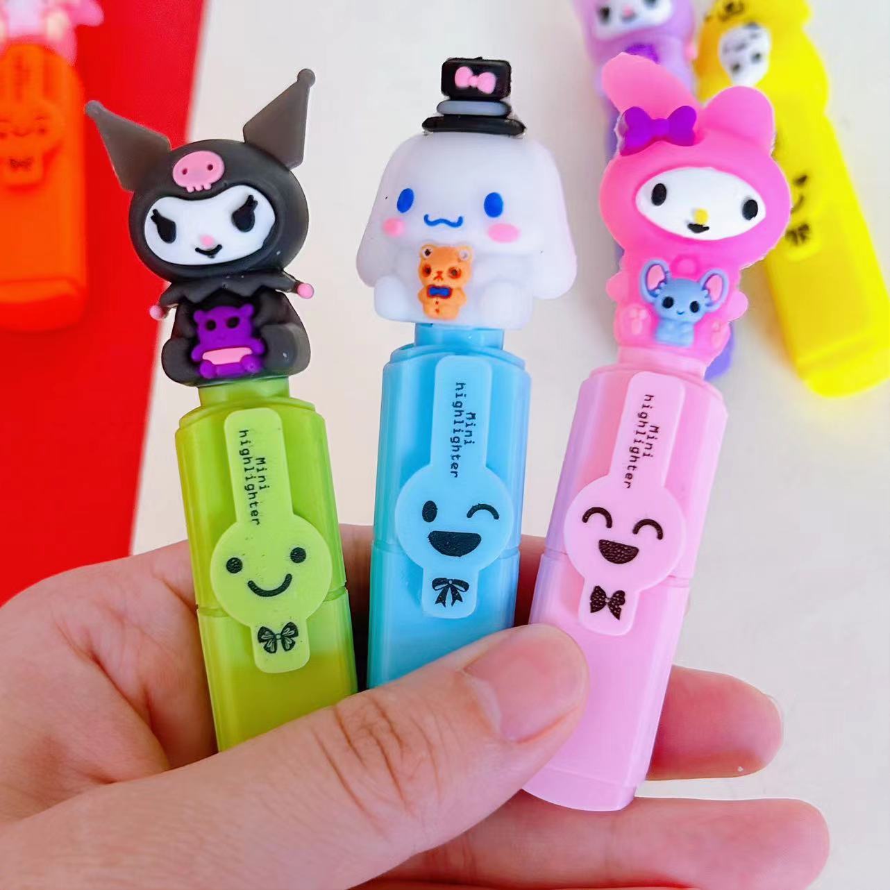 迷你荧光笔三丽鸥库洛米学生涂鸦手账笔重点标记号笔彩色笔卡通