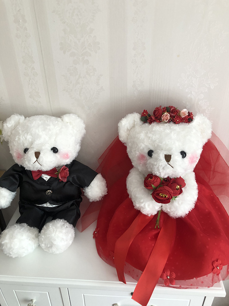 精品婚纱玩偶泰迪熊结婚公仔一对情侣压床娃娃送新人婚房礼物批发